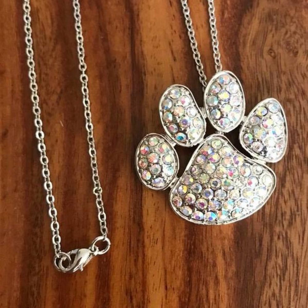 AURORA BOREALIS CRYSTAL PET PAW NECKLACE